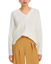 C by Bloomingdale's Cashmere Cable Knit Drop Shoulder V Neck Sweater - Exclusive
