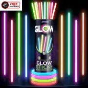 JOYIN 100 Pcs Glow Sticks Bulk 8" Glowsticks, Glow Stick Bracelets Necklaces, Gl