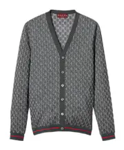 Gucci Monogrammed Button-Up Cardigan S,XL,L,XXL,M Light gray/black