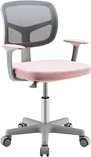 HONEY JOY Kids Desk Chair, Height Adjustable Children Study Chair, Swivel Mesh Task Student Chair, Sit-Brake Casters, Child Computer Desk Chair for Boys Girls Age 3-10 (Pink)