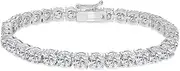 [B. BRILLIANT] Sterling Silver 5mm Round-cut Genuine, Created or Simulated Gemstone Classic Tennis Bracelet.