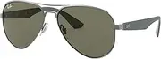 [Ray-Ban] Metal Man Polarized Rectangular Sunglasses