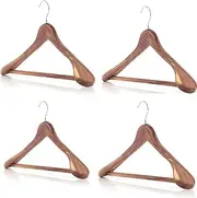 Wahdawn 4-Pack Cedar Coat Hanger/w Pants Bar, Finish Smooth Surface Well Dried Heavy Duty Cedarwood Suit Jacket Hanger and 50 Cedar Moth Balls