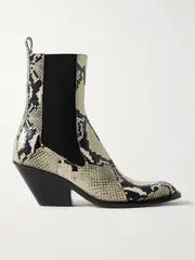 [KHAITE] KHAITE - Austin Snake-effect Leather Ankle Boots - Snake print - IT36 IT 36 Animal print