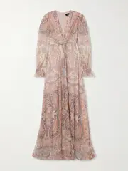 [Etro] Etro - Twist-front Paisley-print Silk-crepon Maxi Dress - Baby pink - IT38 IT 38 Pink
