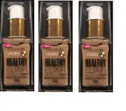 Pack of 3 COVERGIRL Vitalist Healthy Elixir Foundation, 750 Creamy Beige exp8/19