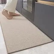 Color&Geometry Kitchen Rugs and Mats Non Slip Washable, Absorbent Kitchen Mats Woven Kitchen Runner Rug Easy to Clean Kitchen Floor Mats for in Front of Sink, Laundry Room, Hallway, 17”x47”, Khaki
