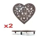 2pc Wholesale Cast Iron Heart Hot Pot Holder Coaster Vintage