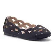 Jazamé Toddler Girls Laser Cut Out Round Toe Slip On Ballet Flats Dress Shoes