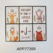= Andaz Press Jacob Woodland Forest Theme Nursery Room Unframed Prints 6-Pack