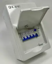 LIVE 4 Way Metal Consumer Unit, 6 Module, 63A 30mA RCD, 1x6A, 1x16A, 2x32A