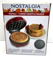 Nostalgia MyMini Turkey Red Non-Stick Compact Waffle Thanksgiving Holiday