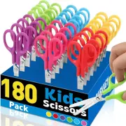 180Pack 5" Small School Student Blunt Kids Craft Scissors, Sharp Stainless Steel