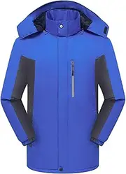 [VIDECOR] Men's Waterproof Ski Snow Jacket Fleece Lined Warm Winter Rain Jacket with Hood Fully Taped Seams,A