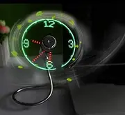 DECVO USB LED Clock Fan 90mm USB-Powered Portable Mobile USB Fan with Clock, LED Light Display Time, Mini Gooseneck Fan for Laptop Office Home Travel 1 Pack