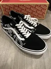 VANS OLD SKOOL MEN'S PEACE PAISLEY BLACK / TRUE WHITE SZ10.5 Women 12