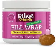 Riley's Pill Wrap for Dogs with Probiotics - Delicious Cheese & Bacon Flavored Pill Paste for Dogs - Wrap Pills, Capsules, Tablets in a Pocket or Pouch to Mask the Taste & Make Pill Time Easy - 4.2 oz