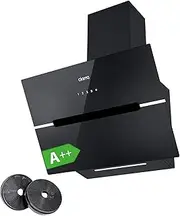 CIARRA CBCB6736F A+++ Cooker Hood 60 cm Convection Headless Slanted Hood 650 m³/h Wi-Fi App Touch Control Booster Extractor Fan LED Lighting with CBCF003 Carbon Filter Black