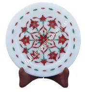 7" Marble Plate Carnelian Inlay Mosaic Rare Stone Cyber Monday Gift Decor H2768