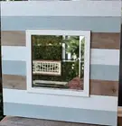 *REDUCED * Coastal Style Rustic Wood Wall Mirror 65cm Square BRAND NEW