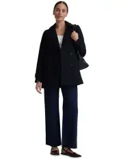 [Oxford] Avril Wool Pea Coat in Black