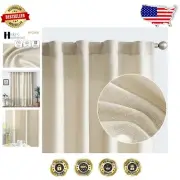 Versatile 96 Inch Beige Panel Curtains - Elegant Light Filtering Drapes (2 Pack)