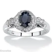 TOPAZ AND BLUE SAPPHIRE STERLING SILVER RING SIZE 6 7 8 9 10
