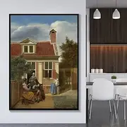 Paint by Numbers for Adults Pieter De Hooch《Figures in A Courtyard Behind A House》 Adults Paint Kits Canvas Gifts Arts Crafts for Home Decor