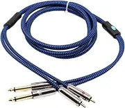 Audio Cable Dual 6.35mm to Dual RCA Compatible with Mixer Console Amplifier 2*RCA to 2 * 1/4 Inch Jack Shielding Cable 1M 2M 3M 5M 8M 10M(Blue,3meter)