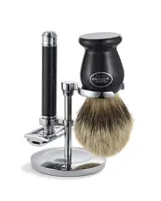 Mühle Classic Black & Chrome Safety Razor with Silvertip Badger Brush Gift Set