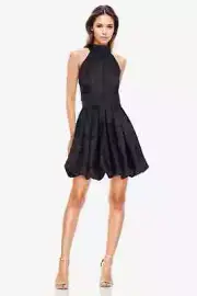 One33 Social Badgley sz 6 Finley Black Tuxedo Mini Cocktail Dress Flare $560 NWT