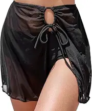 [CUPSHE] Women's Bikini Swim Skirt Bathing Suit Bottom High Waisted Swimwear Mesh Cutout Drawstring Cheeky