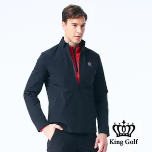 【KING GOLF】男款中厚防風防水素面立領拉鍊高爾夫球夾克外套(黑色)
