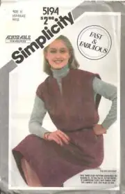 SIMPLICITY 5194 MISSES' SIZE 6-10 PULLOVER JUMPER SEWING PATTERN VINTAGE