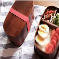 在飛比找momo購物網優惠-【May Shop】日式木質飯盒餐盒便當盒壽司盒 分格木碗菜