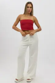 White Wide Leg Pants Low Rise - Size 6XXS, Women's Wide Leg Pants