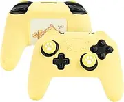 GeekShare Pink Cat Paw Controller Skin Grips Set Compatible with Switch Pro-Anti-Slip Silicone Protective Cover Case Joystick Caps for Switch Pro Wireless Controller (Yellow)