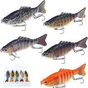 Bionic Swimming Lure, Self-Propelled Fishing Lures That Swim Solo, 8-Jointed S-Curve Action, 3D Holographic Optics 25+ Species for Night/Day Fishing
