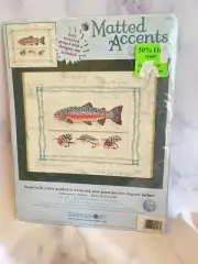 Vintage Counted Cross Stitch Kit Fish Tackle Fisherman NEW