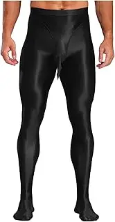 [Loodgao] Men's Glossy Oil Shiny Footed Pantyhose Stockings Compression Tights Hosiery Leggings Underwear