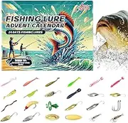 24days Fishing Lures Christmas Fishing Bait Set | 24 Days Fishing Calendar Fishing Bait for Adults Teenagers Boys,24 Grid Christmas Fishing Lure Set,Calendar for Fishing Enthusiasts