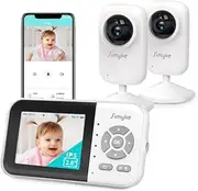 2Cameras Video Baby Monitor,Two Mode,2.8'' IPS Display Screen,Night Vision,2-Way Talk,1200ft Long Range,Lullaby,Free Smart Phone App,Ideal for Baby/Elderly/Pet