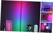 Corner Floor Lamp, LED Corner Lamp with App and Remote Control, RGBICW 16 Black