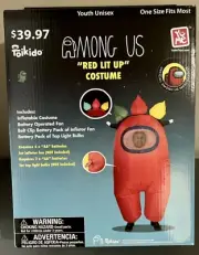 Among Us Red With Christmas Lights Light Up Inflatable Costume Youth Unisex