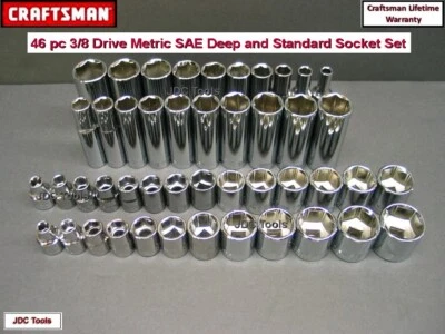 CRAFTSMAN 46pc Short & Deep 3/8 SAE METRIC 6pt ratchet wrench socket set 44