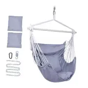 Backyard Expressions Hammock Chair Hanging Rope Swing Chair, 2 Pillows, Anti