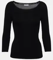 [Max Mara] Max Mara Bill ribbed-knit off-shoulder jersey top UK 20 black