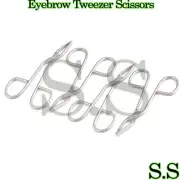 4 Pcs Flat Tip Eyebrow Tweezers Hair Removal Scissor Handle Remover