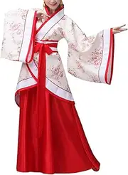[Generic] Women's Hanfu Dress Chinese Traditional Ancient Costume Floral Print Han Dynasty Long Robe Clothing Outfit