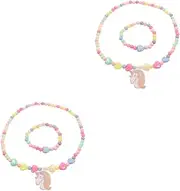 [BESTYASH] 2 Sets Unicorn Jewelry Necklaces Cute Bracelet for Girl Cute Necklace Unicorn Beaded Necklace Girl Beaded Necklace Girl Necklace Beaded Necklace for Girl Unicorn Necklace Acrylic